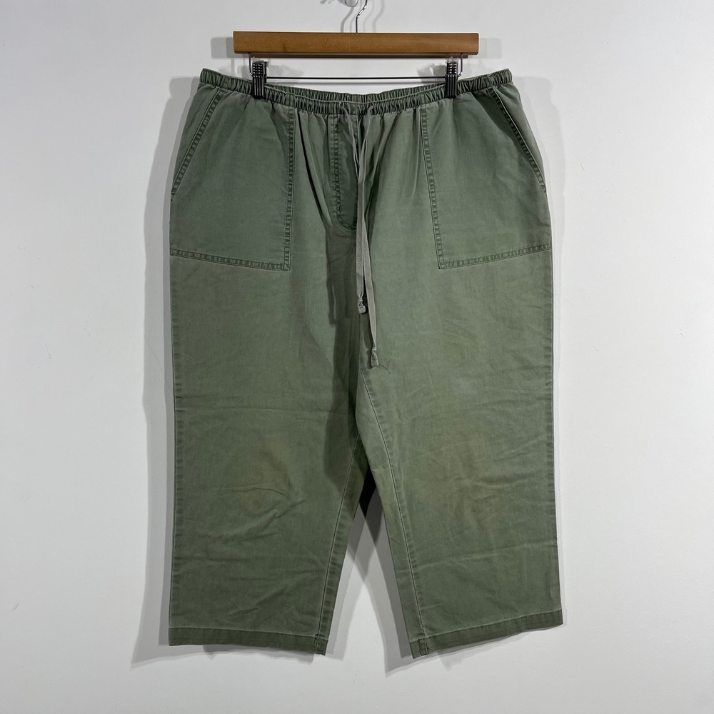 LL Bean Granola Outdoors Gardening Cotton Capri Crop Pants Boho Womens Large